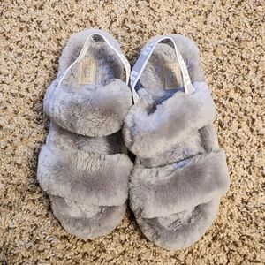Ugg Women's Fluff Sugar Faux Fur Platform Slide Sandals Slippers